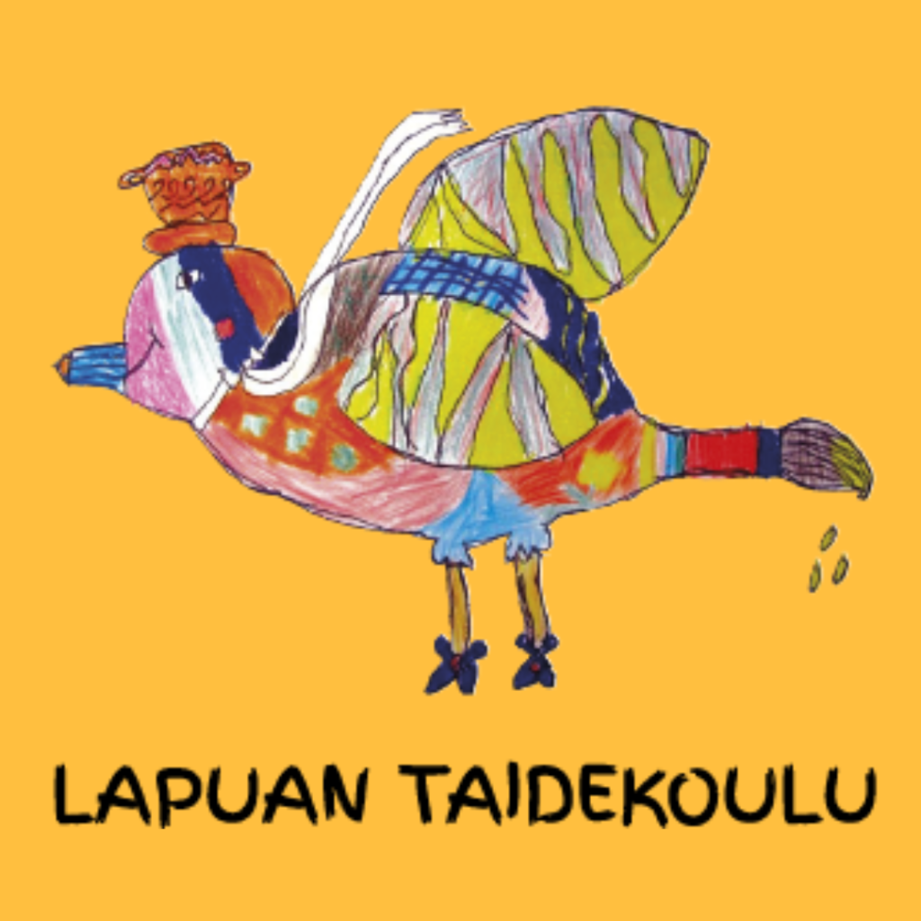 Lapuan taidekoulun logo, jossa lentää värikäs lintu