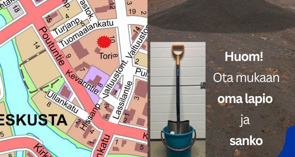 Kartta, sanko, lapio, sorakasa